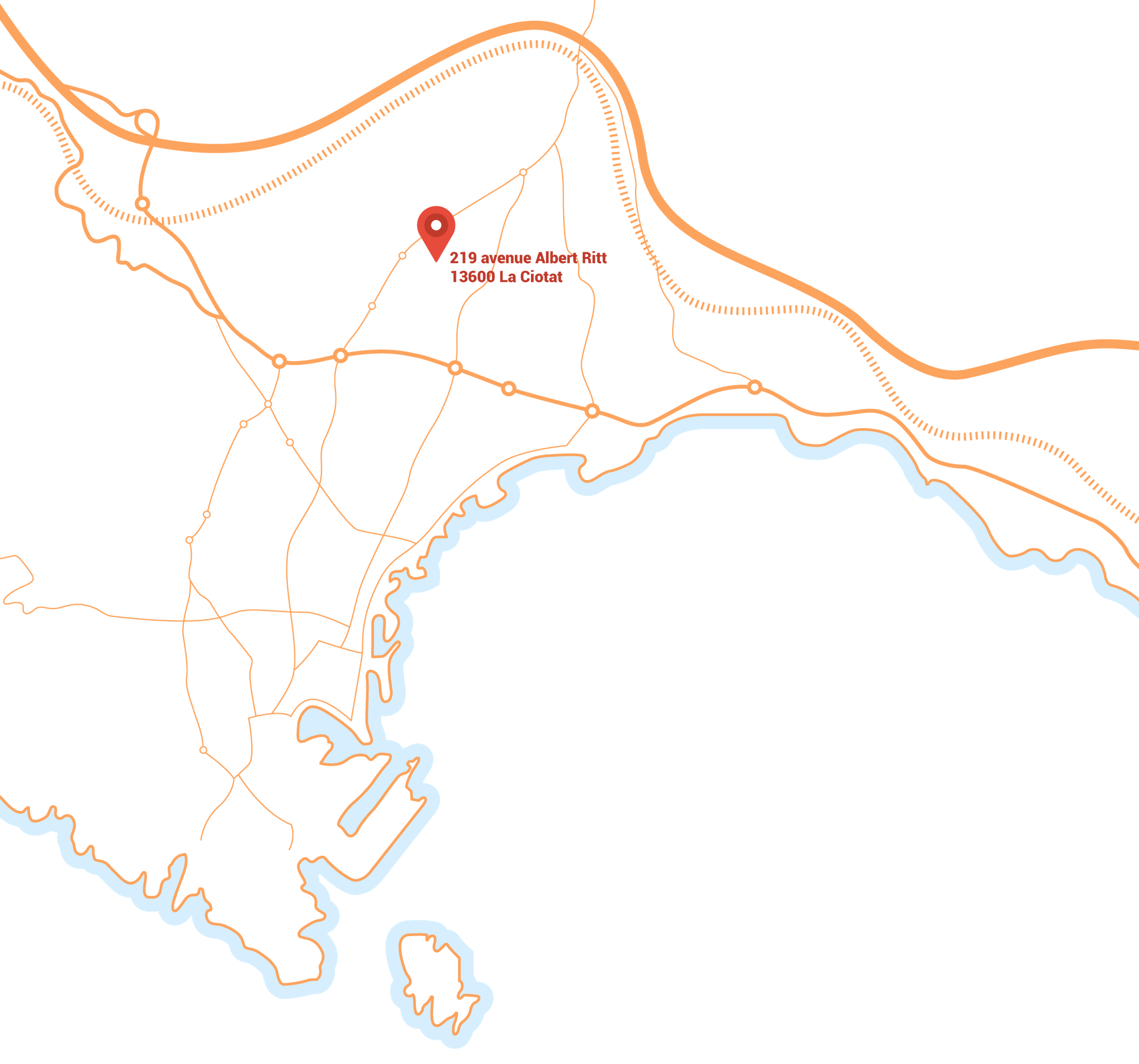 Carte de localisation du cabinet d'Art-thérapie à La Ciotat, 219 avenue Albert Ritt 13600 La Ciotat