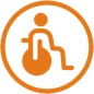 Logo d'accessibilité PMR (toilettes, parking avec places réservées)
